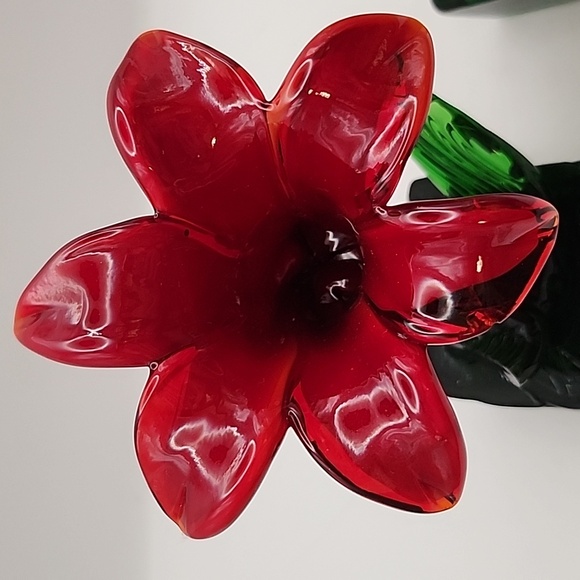 Vintage Art Glass Pulled Flowers 2 Count - Picture 8 of 10